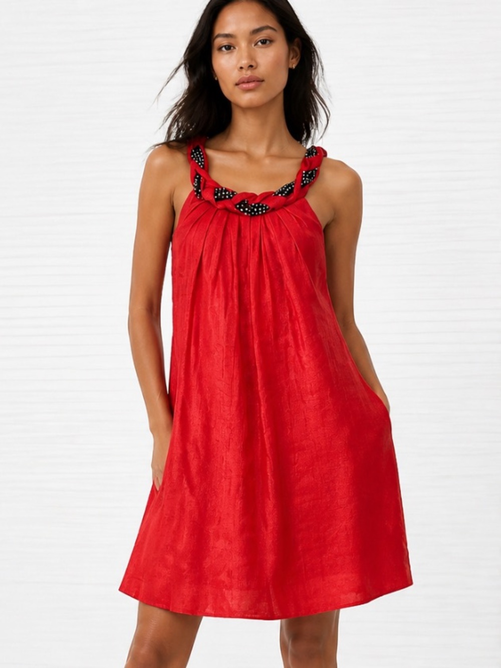 ALEXIA ADMORE Dress Red Rhinestone Metallic Cocktail Party Mini Medium